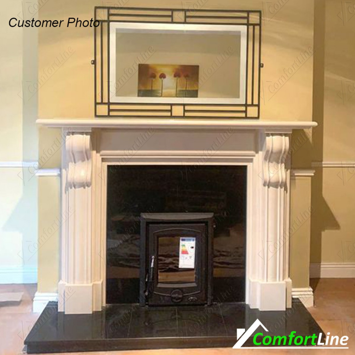Dublin Corbel Fireplace with Inset Stove 5kw, Fitted Comfortline Ireland